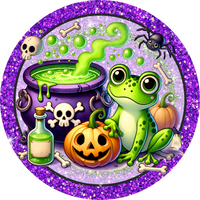 Thumbnail for Halloween Frog 10" Wood Wreath Sign - DECOE-5506-D
