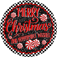 Thumbnail for Merry Christmas Black Peppermint 10" Wood Wreath Sign - DECOE-5507-D