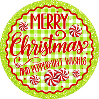 Thumbnail for Merry Christmas Lime Peppermint 18" Wood Door Hanger - DECOE-5508-DH