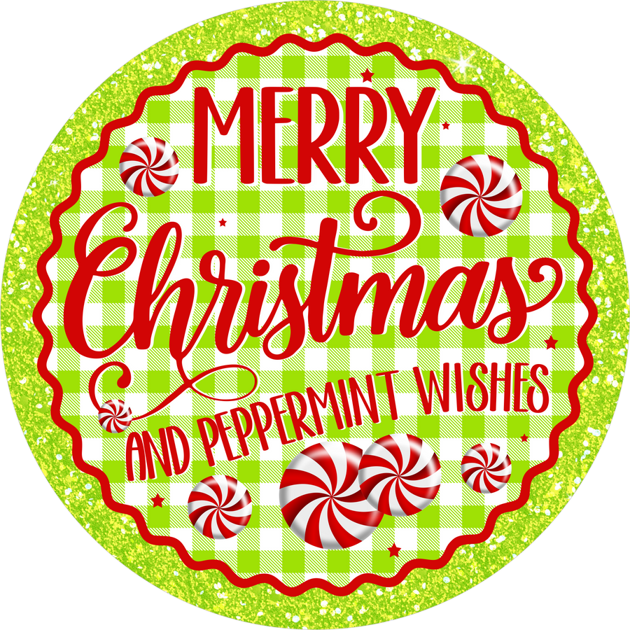 Merry Christmas Lime Peppermint 18" Wood Door Hanger - DECOE-5508-DH