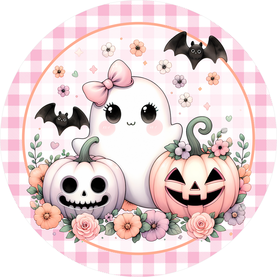 Pink Halloween 10" Wood Wreath Sign - DECOE-5510-D