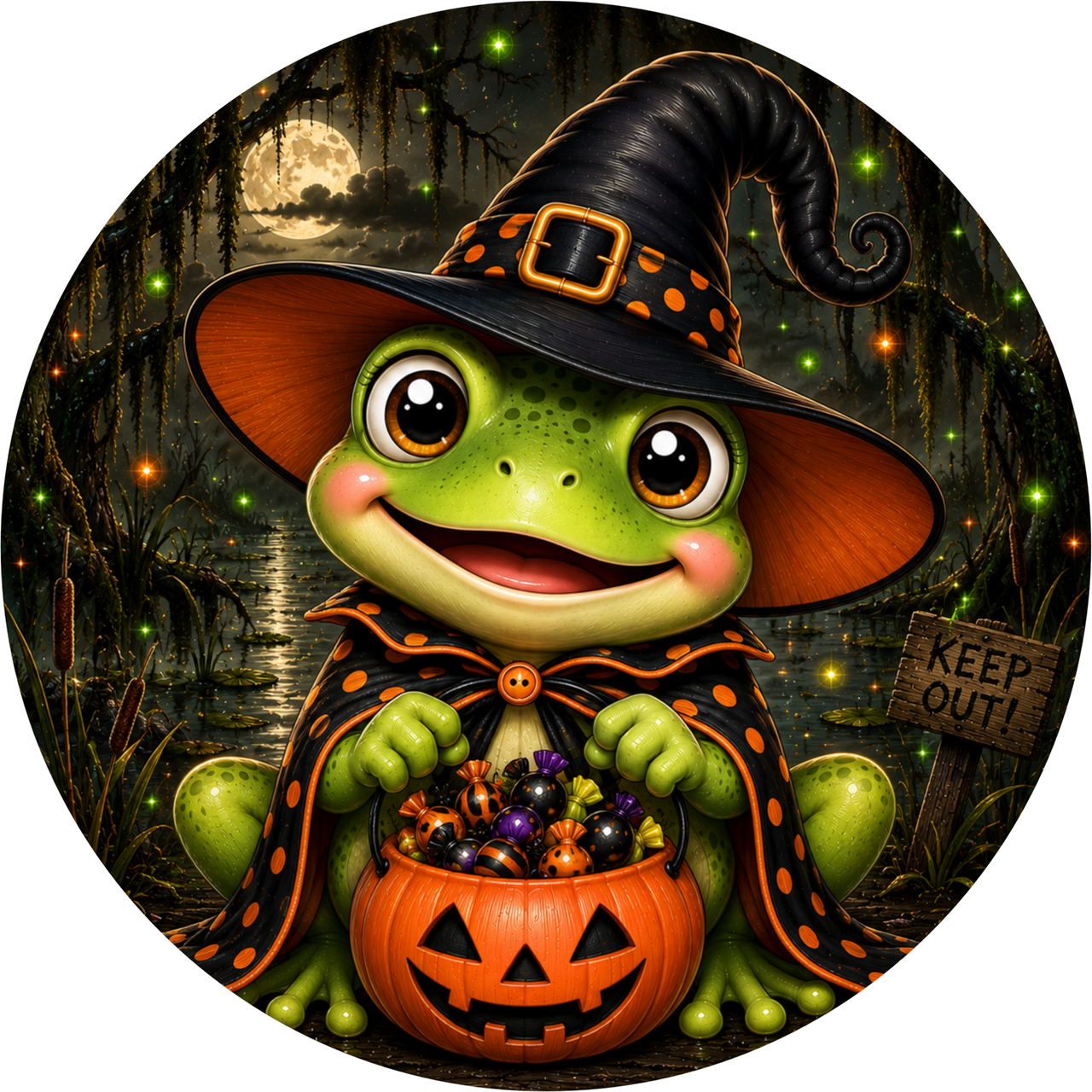 Halloween Frog 10" Wood Wreath Sign - DECOE-5511-D
