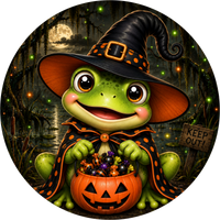Thumbnail for Halloween Frog 10" Wood Wreath Sign - DECOE-5511-D