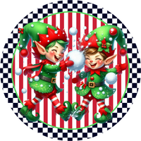 Thumbnail for Christmas Elves 18" Wood Door Hanger - DECOE-5518-DH