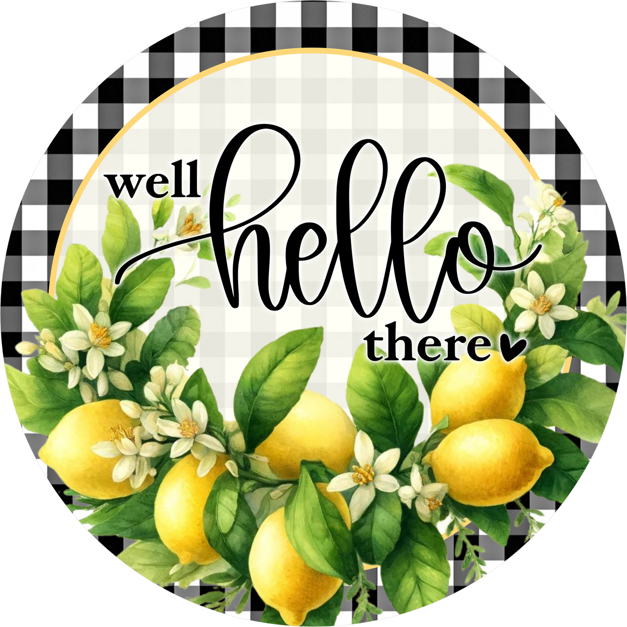 Hello Lemon 10" Wood Wreath Sign - DECOE-5519-D