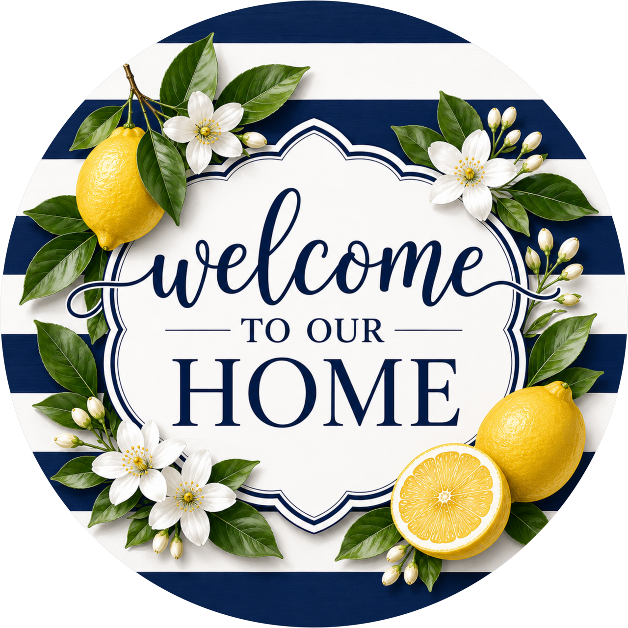 Welcome Lemon 10" Wood Wreath Sign - DECOE-5521-D