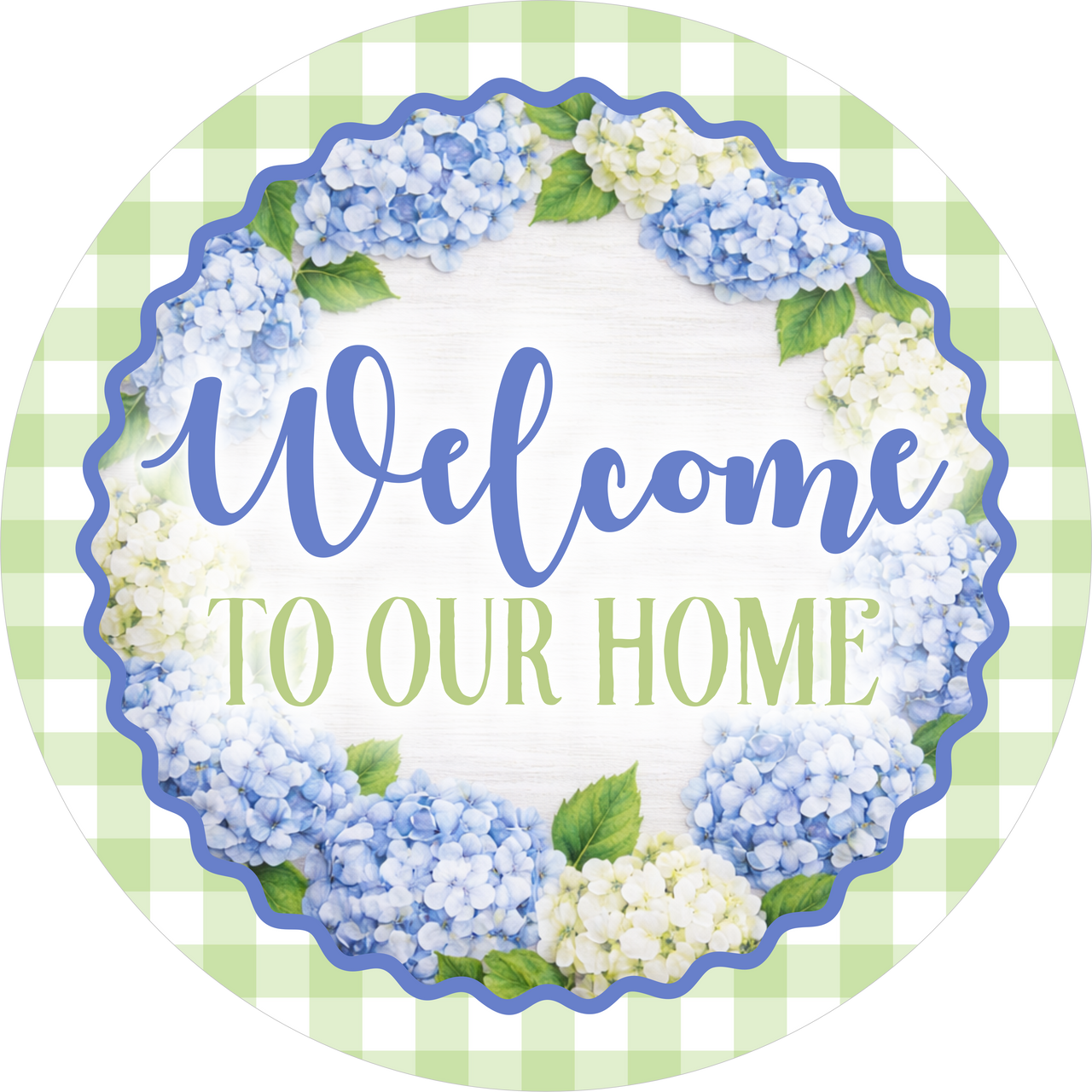 Blue Welcome 10" Wood Wreath Sign - DECOE-5522-D