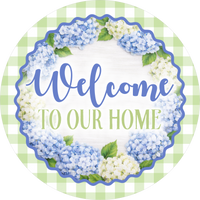 Thumbnail for Blue Welcome 10" Wood Wreath Sign - DECOE-5522-D