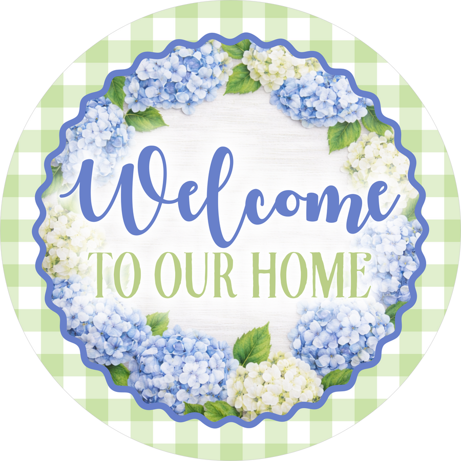 Blue Welcome 10" Wood Wreath Sign - DECOE-5522-D