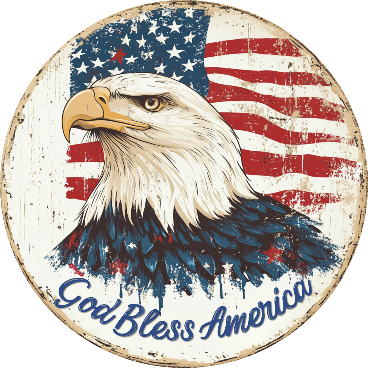 Eagle Patriotic God Bless America 18" Wood Door Hanger - DECOE-5525-DH