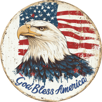 Thumbnail for Eagle Patriotic God Bless America 18" Wood Door Hanger - DECOE-5525-DH