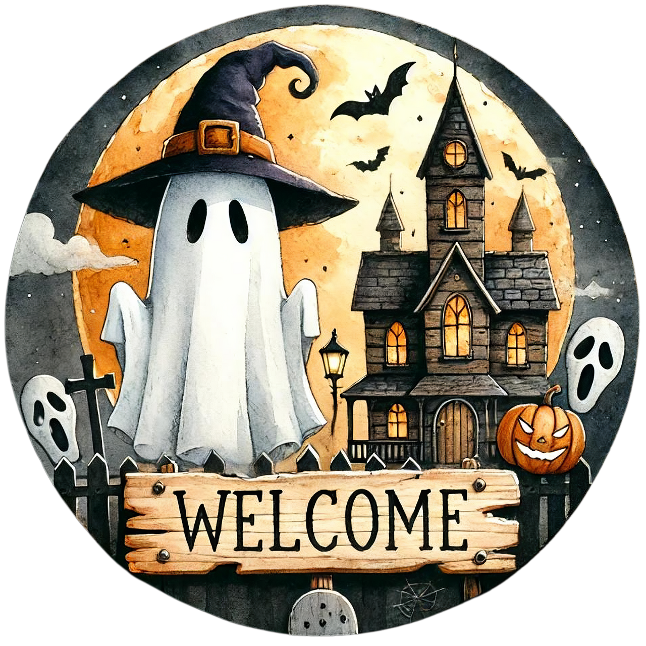 Halloween Welcome 18" Wood Door Hanger - DECOE-5527-DH