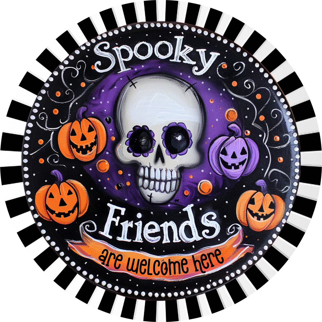 Spooky Friends Halloween 10" Wood Wreath Sign - DECOE-5532-D