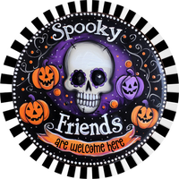 Thumbnail for Spooky Friends Halloween 10" Wood Wreath Sign - DECOE-5532-D