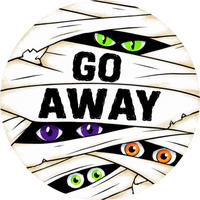 Thumbnail for Go Away Halloween 10" Wood Wreath Sign - DECOE-5533-D