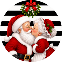 Thumbnail for Mr and Mrs Clause Santa 10" Wood Wreath Sign - DECOE-5538-D