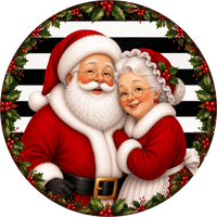 Thumbnail for Mr and Mrs Clause Santa 10" Wood Wreath Sign - DECOE-5540-D