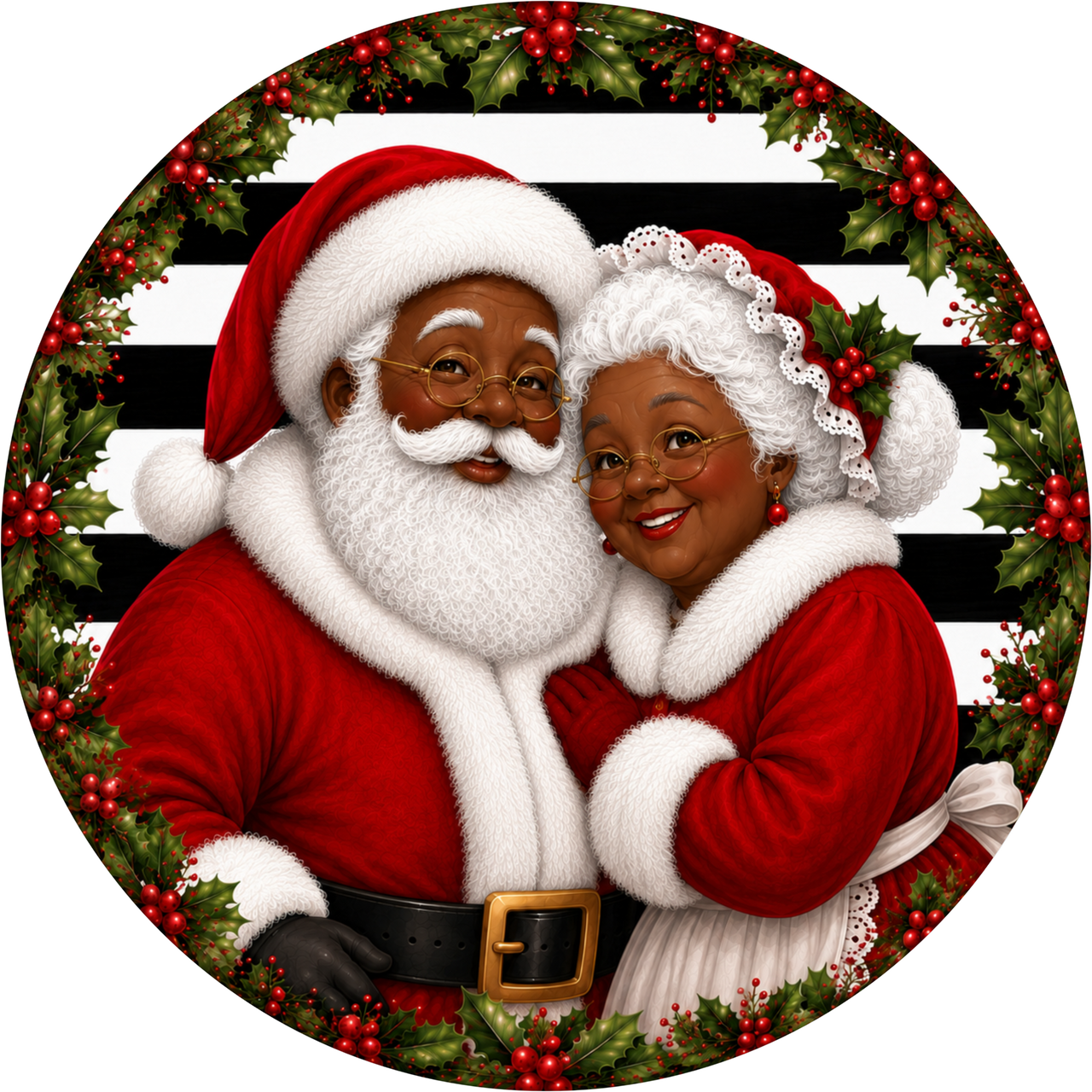 Mr and Mrs Clause Santa 10" Wood Wreath Sign - DECOE-5542-D