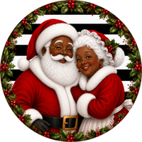 Thumbnail for Mr and Mrs Clause Santa 10" Wood Wreath Sign - DECOE-5542-D