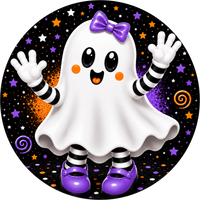 Thumbnail for Ghost Halloween 10" Wood Wreath Sign - DECOE-5544-D
