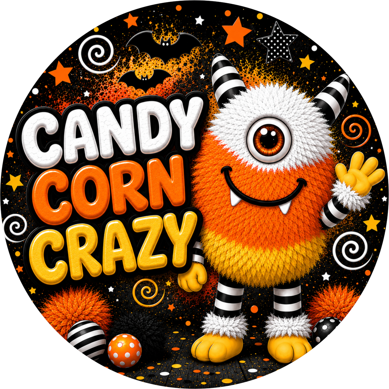 Halloween Monster Candy Corn 18" Wood Door Hanger - DECOE-5554-DH