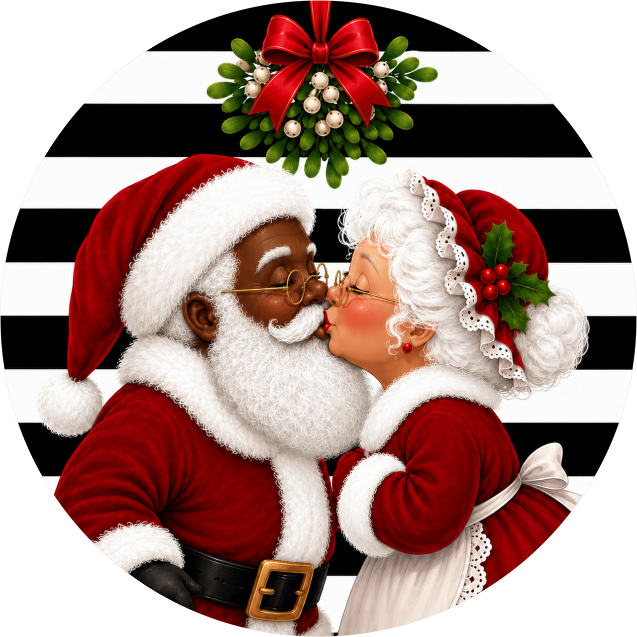Mr and Mrs Clause Santa 10" Wood Wreath Sign - DECOE-5555-D