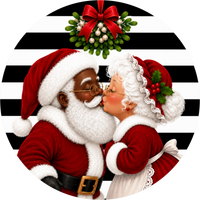 Thumbnail for Mr and Mrs Clause Santa 10" Wood Wreath Sign - DECOE-5555-D