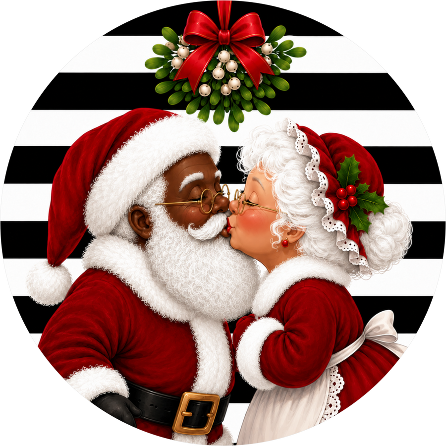 Mr and Mrs Clause Santa 10" Wood Wreath Sign - DECOE-5555-D