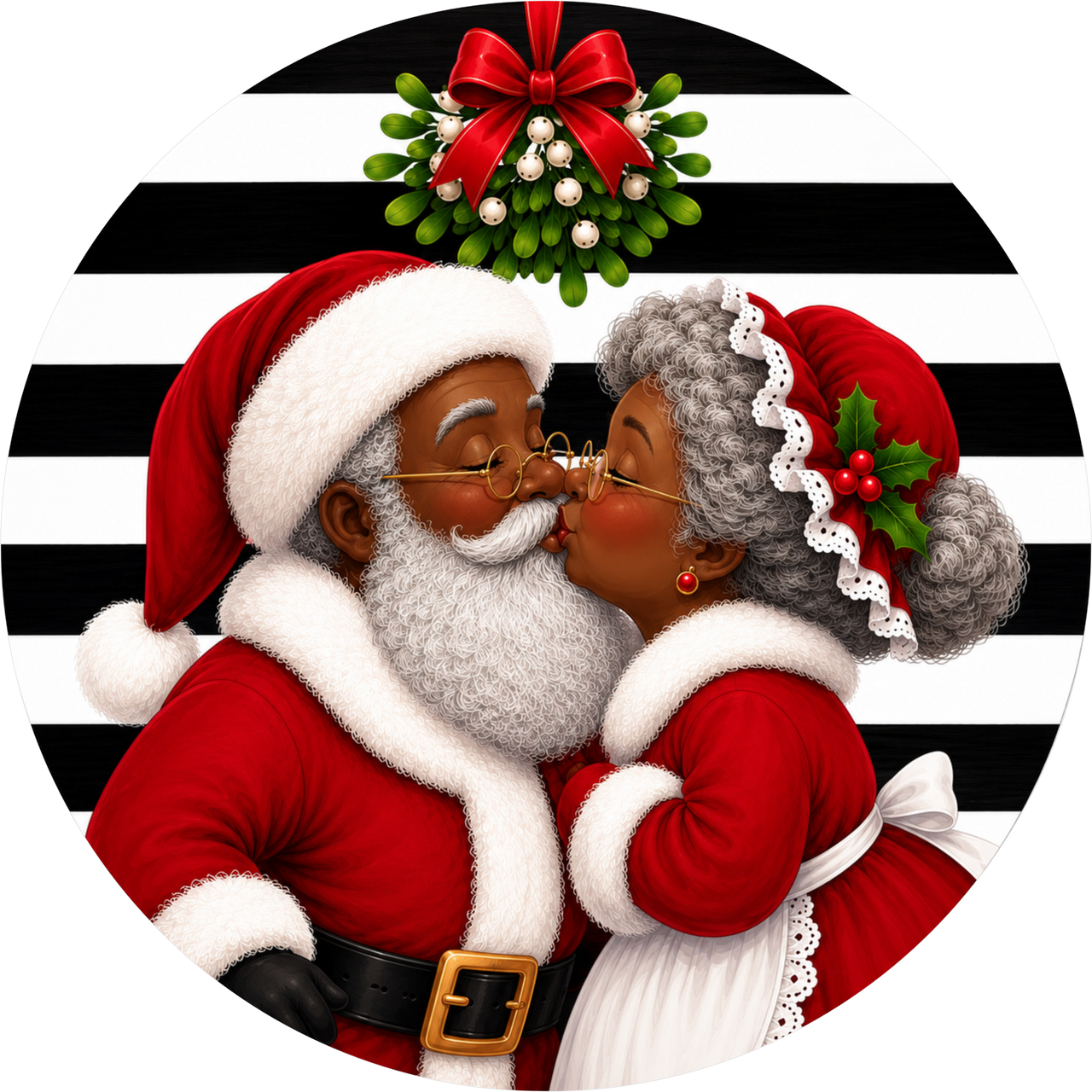Mr and Mrs Clause Santa 10" Wood Wreath Sign - DECOE-5556-D