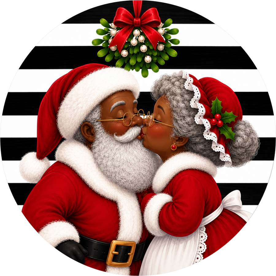 Mr and Mrs Clause Santa 10" Wood Wreath Sign - DECOE-5556-D