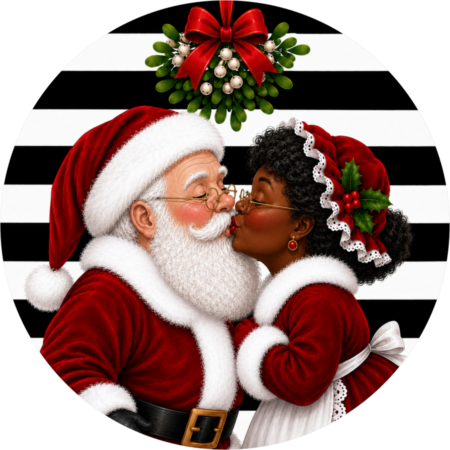 Mr and Mrs Clause Santa 10" Wood Wreath Sign - DECOE-5557-D