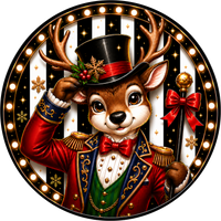 Thumbnail for Christmas Deer 10" Wood Wreath Sign - DECOE-5559-D