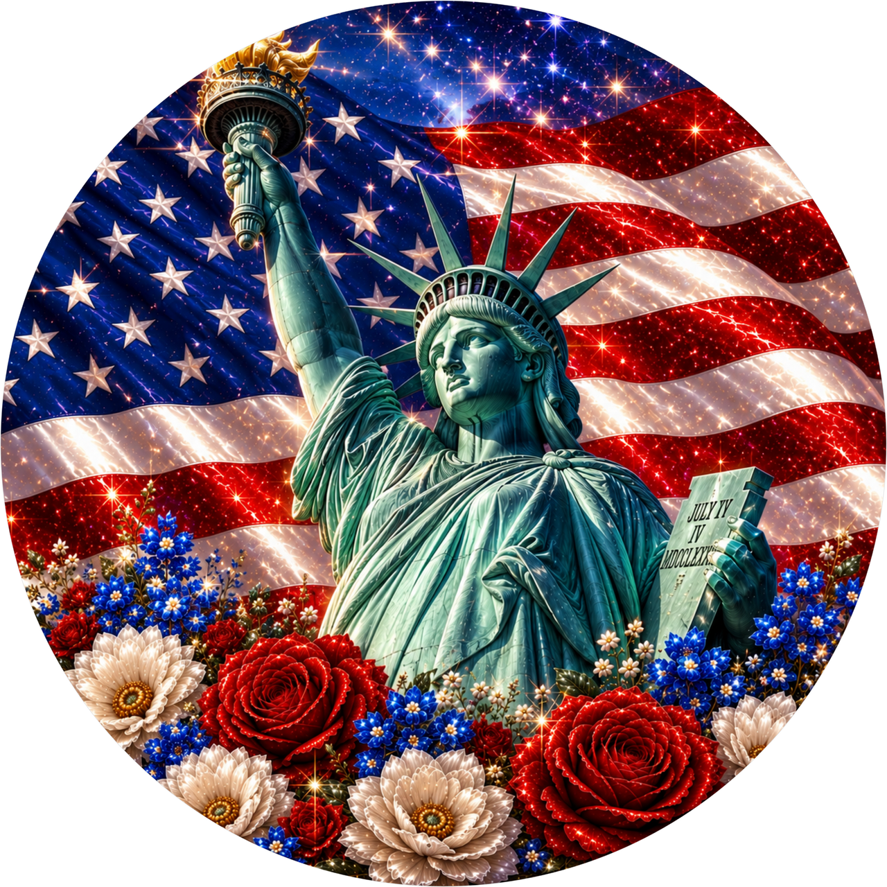 Patriotic America 250 10" Wood Wreath Sign - DECOE-5560-D