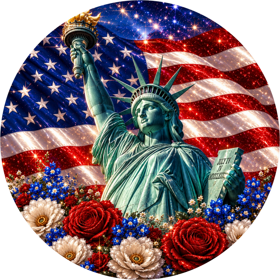 Patriotic America 250 10" Wood Wreath Sign - DECOE-5560-D