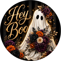 Thumbnail for Hey Boo Falloween 10" Wood Wreath Sign - DECOE-5561-D