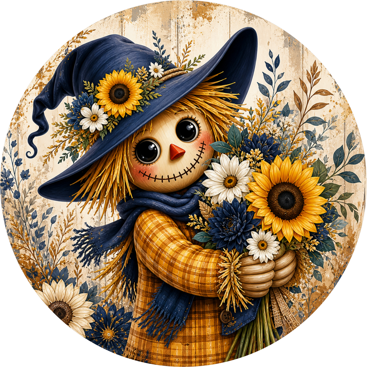 Scarecrow Fall 10" Wood Wreath Sign - DECOE-5562-D