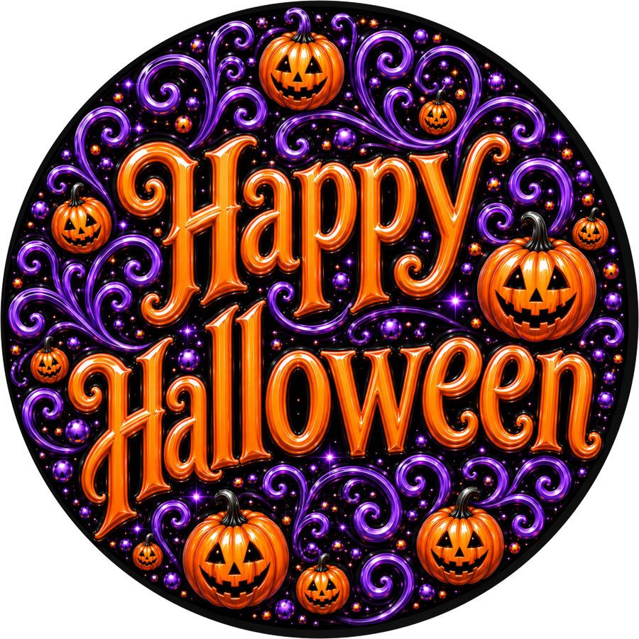 Happy Halloween 10" Wood Wreath Sign - DECOE-5563-D