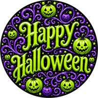 Thumbnail for Happy Halloween 10" Wood Wreath Sign - DECOE-5564-D