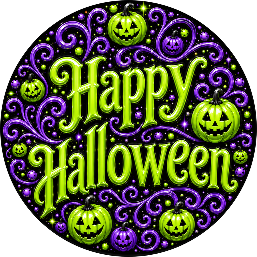 Happy Halloween 10" Wood Wreath Sign - DECOE-5564-D