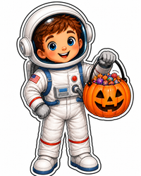 Thumbnail for Astronaut Kid Trick or Treat 14" Wood Wreath Sign - DBJ-W-0102