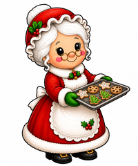 Thumbnail for Mrs. Claus with Cookie Tray 12" Wood Wreath Sign - DBJ-W-0076