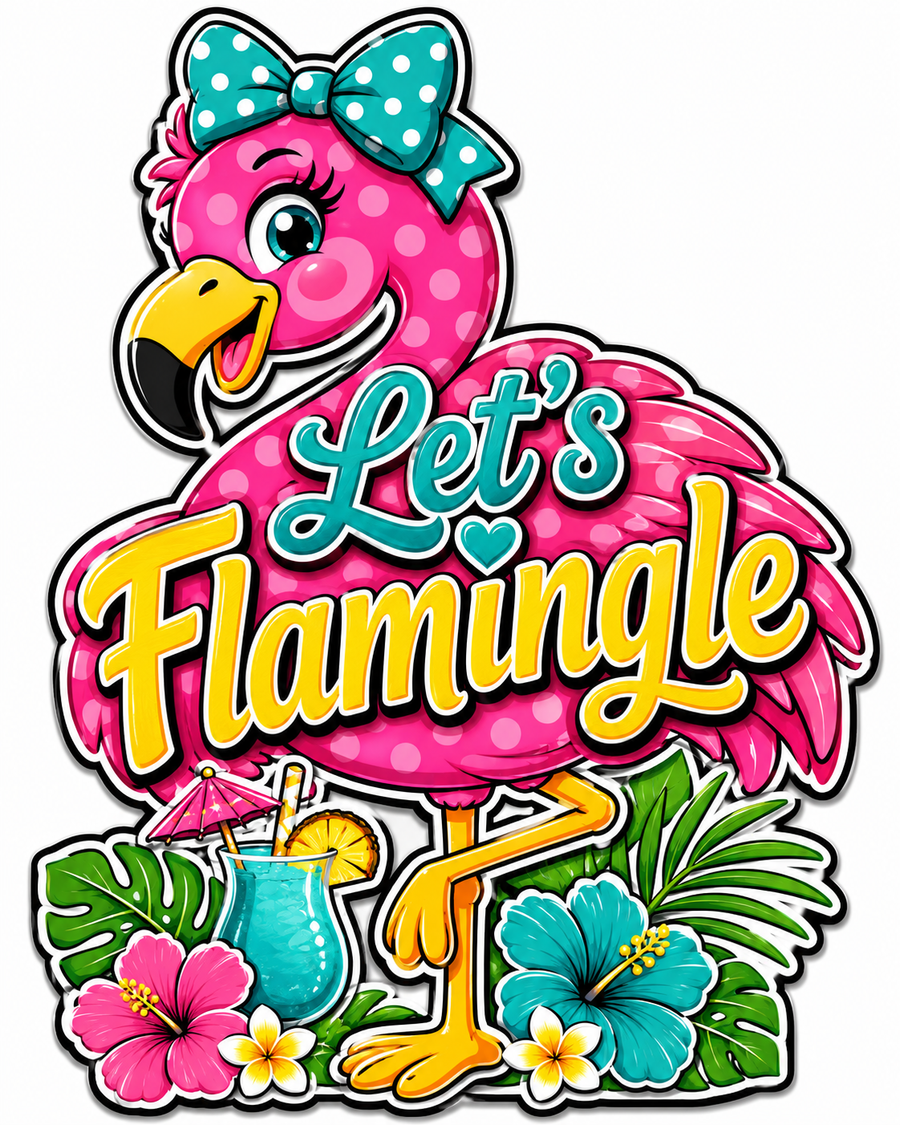 Flamingle 12" Wood Wreath Sign - PS-W-0046