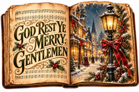 Thumbnail for God Rest Ye Merry Gentlemen Vintage Songbook 14x10" Wood Wreath Sign - DCO-W-1571