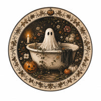Thumbnail for Vintage Ghost In The Bathtub 10" Wood Wreath Sign - HVA-W-0006