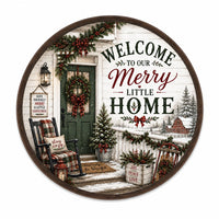 Thumbnail for Welcome To Our Merry Little Home 10" Wood Wreath Sign - HVA-W-0010