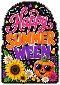 Thumbnail for Happy Summerween Arch 12" Wood Wreath Sign - SCW-W-0008