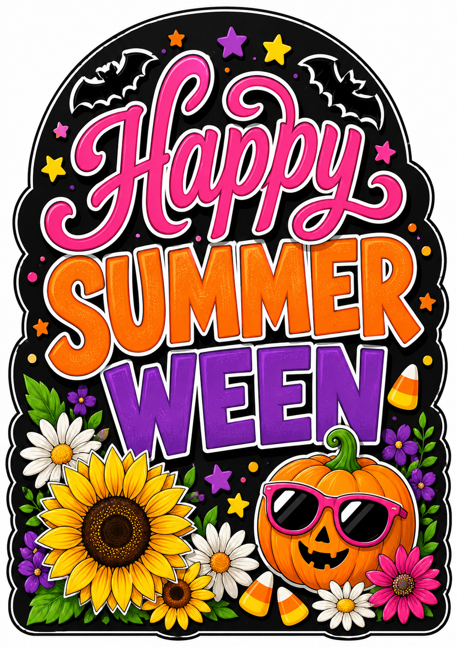 Happy Summerween Arch 12" Wood Wreath Sign - SCW-W-0008