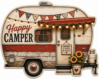 Thumbnail for Happy Camper 12" Wood Wreath Sign - PS-W-0026