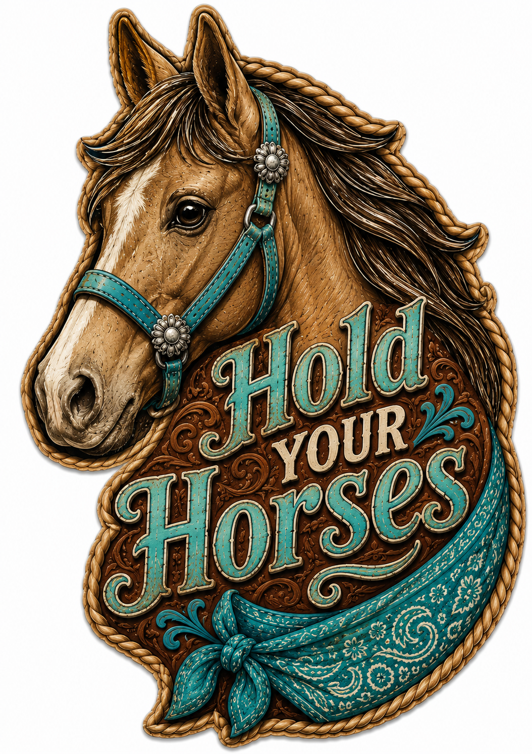 Hold Your Horses 12" Wood Wreath Sign - PS-W-0028