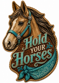 Thumbnail for Hold Your Horses 12" Wood Wreath Sign - PS-W-0028